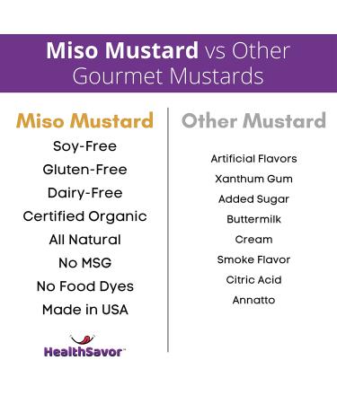 HealthSavor Organic Miso Mustard 1.0oz, Vegan, Soy-Free, No Sugar, No MSG - Umami Mustard with Chickpea Miso, Yellow - Pack of 1 - Buy Online on GoSupps.com