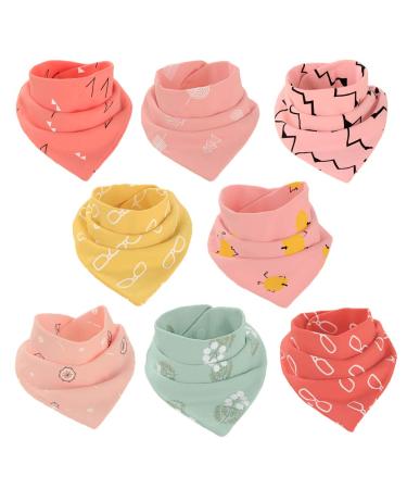 atopo 8 pieces baby bibs cotton bandana bib triads soft and absorbent saliva cloth for babies toddlers and newborn pink