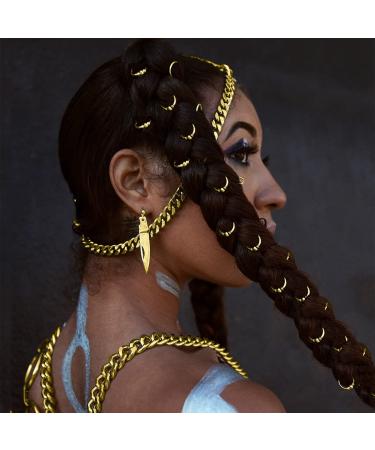Gold African Deadlock Beads Jewelry Metal Loc Cuff Rings - Pack of 40 | Black Women's Cornrows Braid Hair Jewels - Buy Online on GoSupps.com