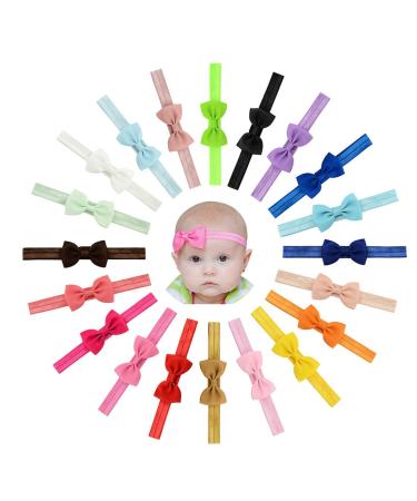Baby Girls Headband Hair Bows Grosgrain Ribbon Stretch Bowknot for Infant Toddlers 20pcs