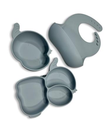 RUACH Home Goods Suction Plates for Baby - Silicone Baby Feeding Set - Silicone Baby Plates Suction - Baby Weaning Plates Set Powder Blue