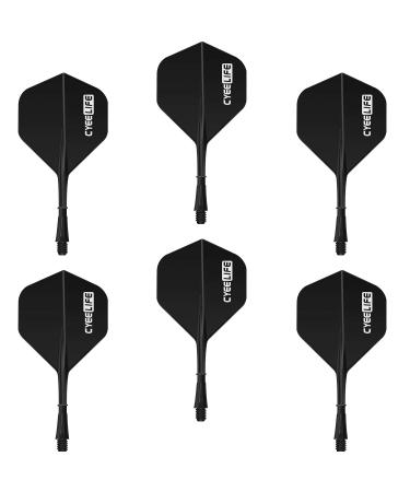 CyeeLife 2 Sets(6pcs) Integrated Dart Flights and Shafts,one Piece Accessory 2BA (7 Colors) CF01 Black