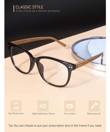 Shop GQUEEN Large Frame Horn Glasses - Stylish UV400 Fake Nerd Glasses for Men & Women - Black Brown - Buy Online on GoSupps.com