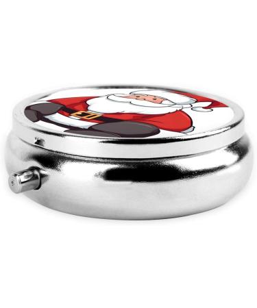 Cute Santa Claus Round Pill Box - Portable 3 Compartment Medicine Organizer for Travel & Vitamins - Buy Online on GoSupps.com