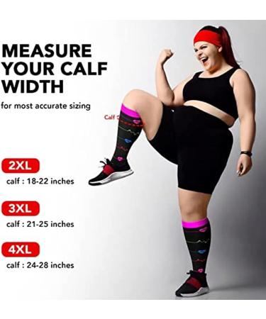 Cheeroyal Plus Size Compression Stockings for Men & Women | 20-30mmHG Extra Wide Calf Knee Socks | Support Cycle 5XL YS001-6 - Buy Online on GoSupps.com