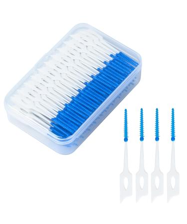 200 Pieces Interdental Brushes Clean Between Teeth Silicone Dental Brushes Convenient Travel Oral Care Dental Floss Sticks Dual-use Interdental Floss Picks Oral Cleaning Supplies (200Pcs-Blue)