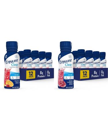 Ensure Clear Nutrition Drink 0g Fat 8g Protein Mixed Fruit & Blueberry Pomegranate Flavors 10 Fl Oz Pack of 12