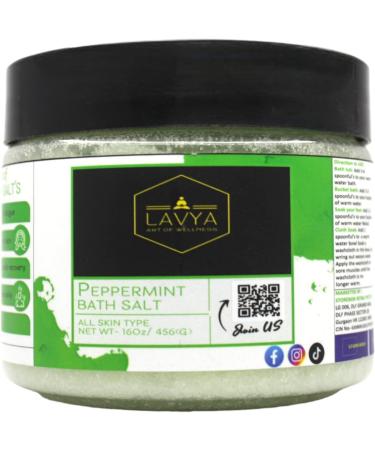 Lavya Luxuary Peppermint Bath Salt - 16Oz/456Gms for Body & Foot Spa | Muscle Recovery, Pain Relief, Stress Reduction & Fatigue | Natural Formula | Light Green - Buy Online on GoSupps.com