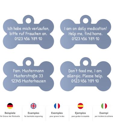 Engraved Light Blue Dog Tag Bone - Small 32mm with 2 Key Rings | International Shipping Available - Buy Online on GoSupps.com