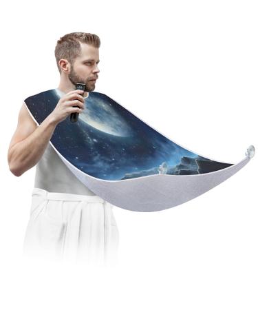 Moon Landscape Beard Bib Apron Beard Hair Catcher for Men Shaving Fathers Day Anniversary Christmas Gifts for Dad Husband Beard Bib with 2 Suction Cups