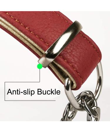 Komate Strong Dog Choke Collar | Adjustable Stainless Chain & Leather | Anti-Escape Training Collar for Small-Medium Dogs | Red (L Neck 38-55cm, S Neck 38-55cm) - Buy Online on GoSupps.com