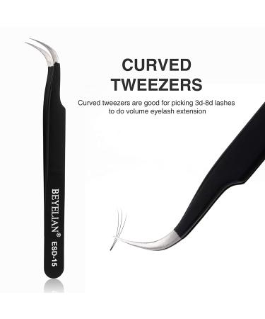 BEYELIAN Eyelash Extension Tweezers Set - 3 Professional Isolation & Volume Lash Tweezers in Black - Buy Online on GoSupps.com