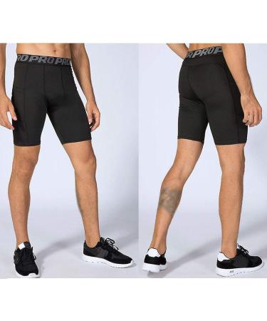 Mens Compression Running Shorts 3 Pack with Phone Pocket - Black - Large - Athletic Gym Yoga Cool Dry Workout Underwear - Set of 3 - Buy Online on GoSupps.com