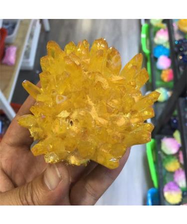 Natural Yellow Crystal Cluster Electroplated Quartz Crystal Cluster Suitable for Home Raw Stones and Minerals Home Goods 350-400g - Buy Online on GoSupps.com