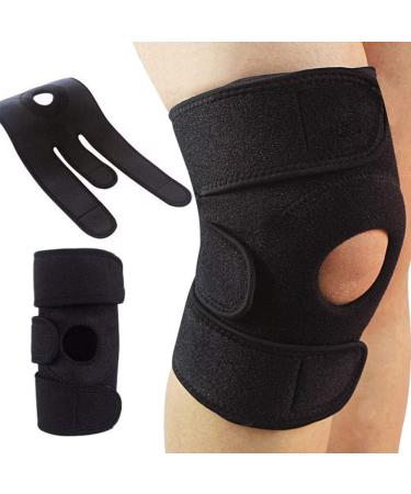 Hually Kniebandage - Adjustable Knee Protectors with Velcro & Patellar Opening for Sports & Daily Use - Unisex Knee Support in Black - Buy Online on GoSupps.com