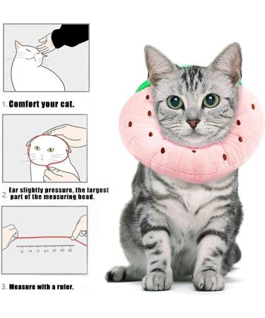 Crazy Bean Postoperative Protective Collar for Cats - Soft Adjustable & Safe Elizabethan Kitten Collar - Strawberry Design - Buy Online on GoSupps.com