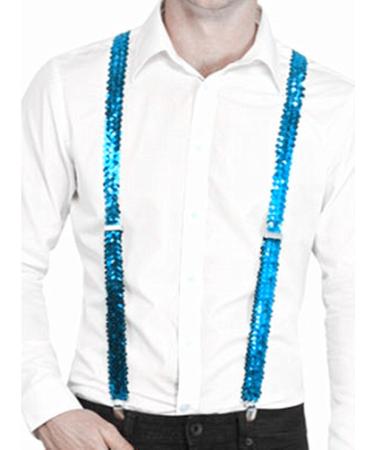 YUANZ Sequin Bow Tie & Suspenders Set - Y-Back Adjustable Unisex - Perfect for Cosplay & Parties (Blue) - Buy Online on GoSupps.com
