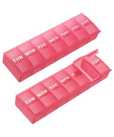 TookMag 2 Pack Extra Large Pill Organizer Weekly, Daily Pill Case 7 Day, Large Capacity Medicine Organizer for Pills/Vitamin/Fish Oil/Supplements (Pink)