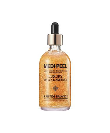 MEDI-PEEL Pure Gold 24K Ampoule 3.38 fl.oz / 100ml | 99.9% 24K Pure Gold All in One Ampoule  5 Revitalizing Extracts To Minimize Moisture Loss  Brightens | Korean Skincare  For All Skin Types