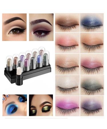 12 Color Long Lasting Eyeshadow Stick Set | Waterproof & Sweat-proof Palette | Hypoallergenic Highlighter Eye Liner for Multi-dimensional Look - Buy Online on GoSupps.com