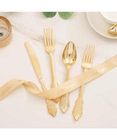 200 Pieces Gold Plastic Silverware Disposable - Elegant Gold Utensils for 50 Guests - Perfect for Weddings and Parties - Buy Online on GoSupps.com