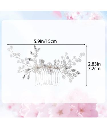 PAGOW 5.9 Inch Silver Crystal Rhinestone Hair Side Combs - Bridal Pearl Hair Comb Vintage Wedding Head Piece - 24 Faux Pearl Hair Barrette Accessories for Women, Girl, Bride, Bridesmaid - Buy Online on GoSupps.com