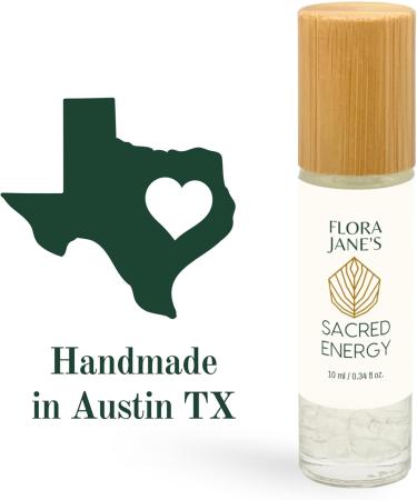 Essential Oil Roll On with Palo Santo & White Sage | Flora Jane's Sacred Energy Blend with Crystals | Organic Coconut Oil - 10ml Rollerball - Buy Online on GoSupps.com