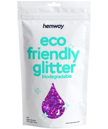 Hemway Biodegradable Eco Body Glitter - Cosmetic Safe - 100g Super-Chunky 1/8 - Purple Holographic
