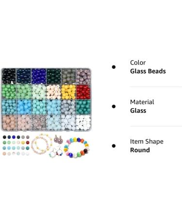 KOTHER 600PCS 8mm Glass Beads Jewelry Making Kit - 24 Color Round Gemstone Beads for Bracelet Making, Healing Chakra Beads - Perfect for Beginners - Buy Online on GoSupps.com
