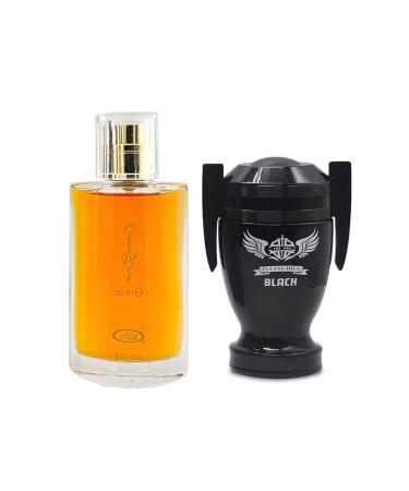 Choco Musk&Invincible Black Men s Cologne-Rich Chocolate & Musk Eau De Toilette Long-Lasting Scent Perfume for Men Elegant Bottle 3.4 Fl Oz Fragrance for Refined Occasions Choco Musk&Invincible Black 2.53 Fl Oz (Pack of 2)