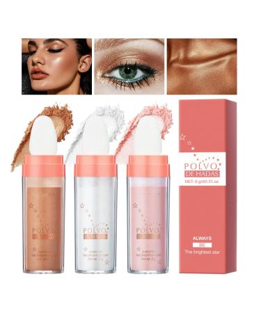 Polvo De Hadas Highlighter Stick Shimmering Body Glitter & Contouring Powder | Puff Fairy Stick & Loose Powder for Radiant Skin (0.32 oz - Buy Online on GoSupps.com