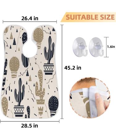 Beard Bib Apron for Men | Non-Stick Waterproof Hair Catcher Cape | Abstract Cactus Design - Perfect for Shaving & Trimming - Buy Online on GoSupps.com