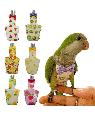 n 6 Pieces Bird Diapers, Washable Reusable Parrots Nappy with Waterproof Inner Layer Soft Small Pet Birds Flight Suit for Budgie Parakeet Cockatiel Medium