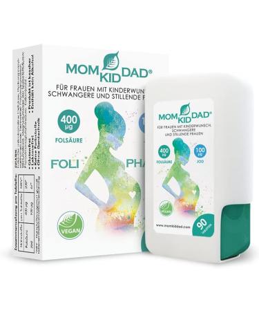 Momkiddad Folic Acid & Iodine Supplements for Women - Vegan 90 Mini Tablets for Pregnancy & Breastfeeding - 3-Month Supply - Buy Online on GoSupps.com