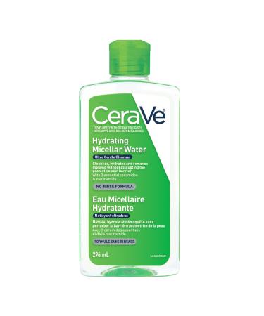 Cerave Micellar Water Hydrating Facial Cleanser and Eye Makeup Remover with Essential Ceramides Hyaluronic Acid and Niacinamde (Vitamin B3) Fragrance Free & Non-irritating 296ml