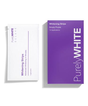 PurelyWHITE | Purple Whitening Strips | Teeth Whitener Peroxide-Free Enamel Safe Deep Stains Removal - Flouride-Free Teeth Whitening (28 Strips)