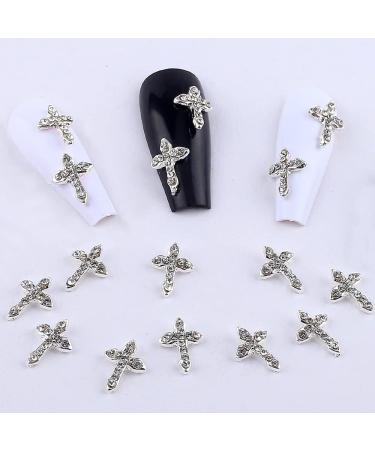 Alloy Cross Nail Charms - Luxury Diamond 3D Nail Art Charms - 10pcs/set - Buy Online on GoSupps.com