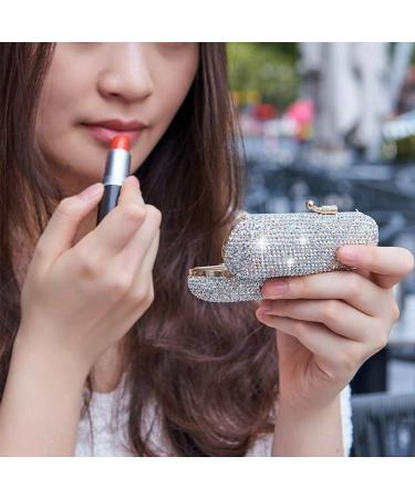 Crystal Lipstick Case Holder with Mirror | Glitter Diamonds Rhinestone Clip | Luxury Lip Gloss Organizer - Buy Online on GoSupps.com