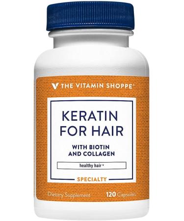 The Vitamin Shoppe Keratin for Hair with Biotin Collagen - Strong Healthy Hair | Hair Luster & Shine | 120 Capsules | Beauty - Buy Online on GoSupps.com