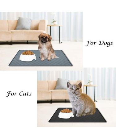 Moacc Silicone Lining Mats for Dogs & Cats - Slipproof Waterproof Food Base Mats (47x30cm) - Gray Paw Pattern - Buy Online on GoSupps.com