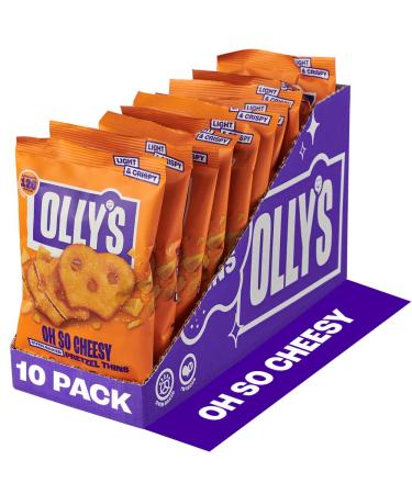 Olly's Olives Olly's Pretzel Thins Oh So Cheesy 35g (10 Pack) Handy Snack Pouches Healthy Vegan Herbal Snacks for Soaking Low Calorie Snacks Low Fat Fiber Source Preservative Free