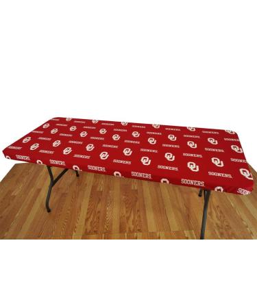 College Covers Oklahoma Sooners Tailgate Fitted Tablecloth, 72" x 30", 6 ft Table 6 Foot Table - 72" x 30"