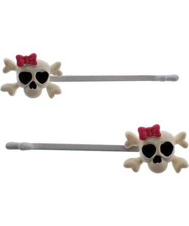 Zac's Alter Ego Pair of Gothic Skull with Pink Bow Hair Grips - Buy Online on GoSupps.com