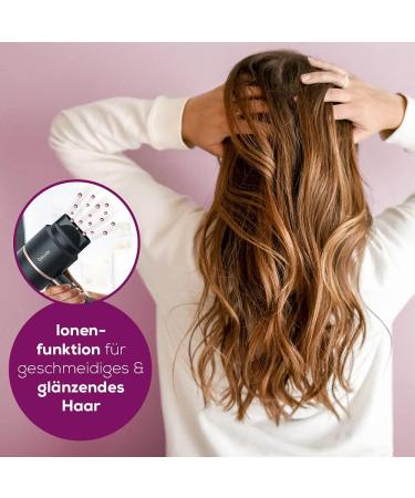 Beurer HC 35 Compact Hair Dryer - 1600-2000 Watts Ion Function for Shiny Hair Includes Styling Nozzle Black/Ros - International Shipping Available - Buy Online on GoSupps.com