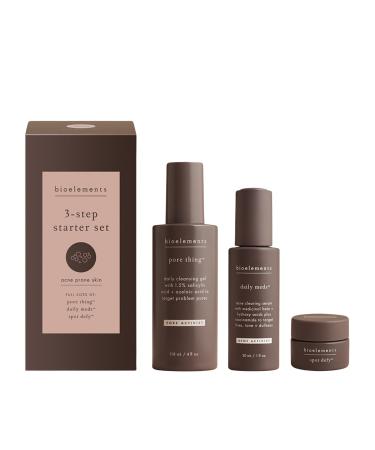 Bioelements 3-Step Starter Set: Acne Prone Skin - Includes Pore Thing Daily Meds & Spot Defy - Vegan Gluten Free - Never Tested on Animals