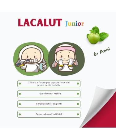 LACALUT Junior Toothpaste 6+ Years | Fluoride & Xylitol | Apple Mint Flavor - 55ml | Daily Caries Protection - Buy Online on GoSupps.com