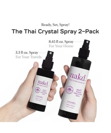 Thai Crystal Deodorant Spray Combo Pack - Lavender Scent, 2 Salt Deodorant Sprays, 8.45oz & 3.3oz - Aluminum Free for Women, Men & Teens - Buy Online on GoSupps.com