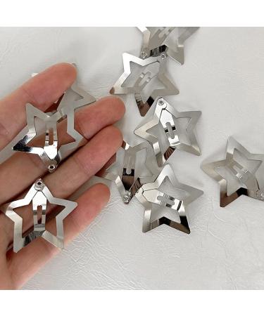 Silver Star Hair Clips for Girls - Set of 10 Kawaii Snap Hair Clips with Hollow Out Stars - Cute Hair Accessories for Kids and Women - Buy Online on GoSupps.com