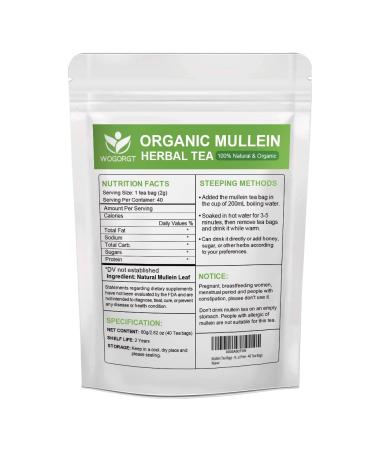 Mullein Tea Bags - Natural Lung Cleanse and Respiratory Support - 40 Caffeine-Free Tea Bags - Buy Online on GoSupps.com