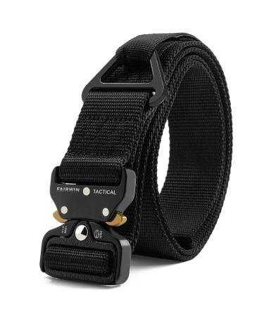 FAIRWIN Tactical Belts for Men Work Belt Military Belt Utility Nylon Rigger Belt with V-ring Heavy-Duty Quick-Release Buckle Black S(Waist 30''-36''Width 1.5'')